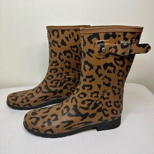 Hunter Women's Brown Leopard Rain Boots
